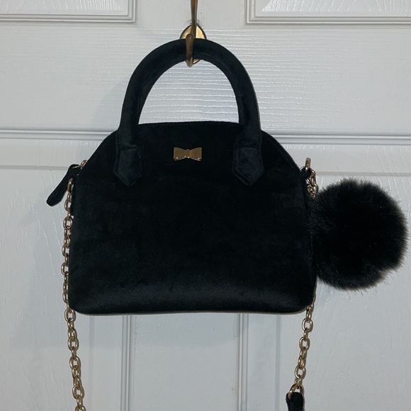 Black Velvet Crossbody Bag - Picture 3 of 4